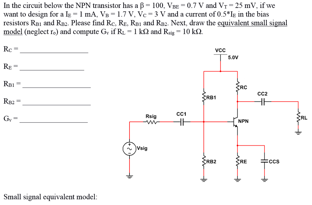 Solved In the circuit below the NPN transistor has a beta =