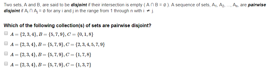 Solved Two Sets. A And B, Are Said To Be Disjoint If Their | Chegg.com