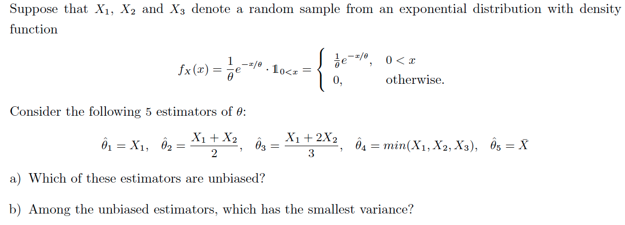 Solved Suppose that X1, X2 and X3 denote a random sample | Chegg.com