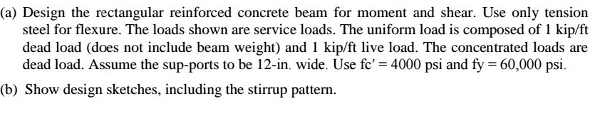 Solved (a) Design the rectangular reinforced concrete beam | Chegg.com