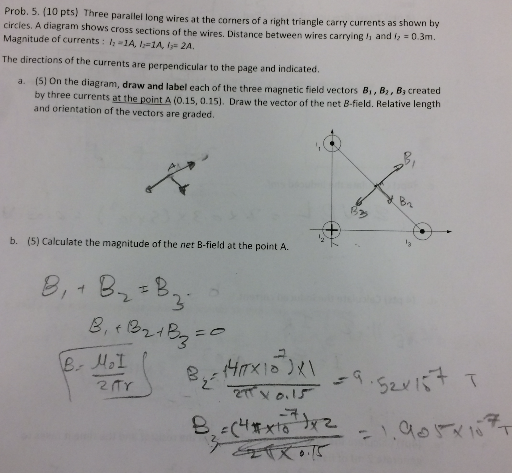 Solved Three Parallel Long Wires At The Corners Of A Right | Chegg.com