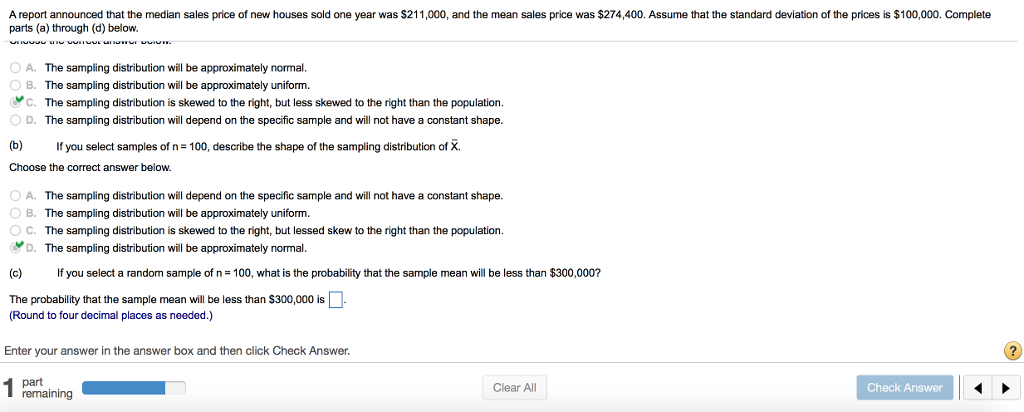 Solved A report announced that the median sales price of new | Chegg.com