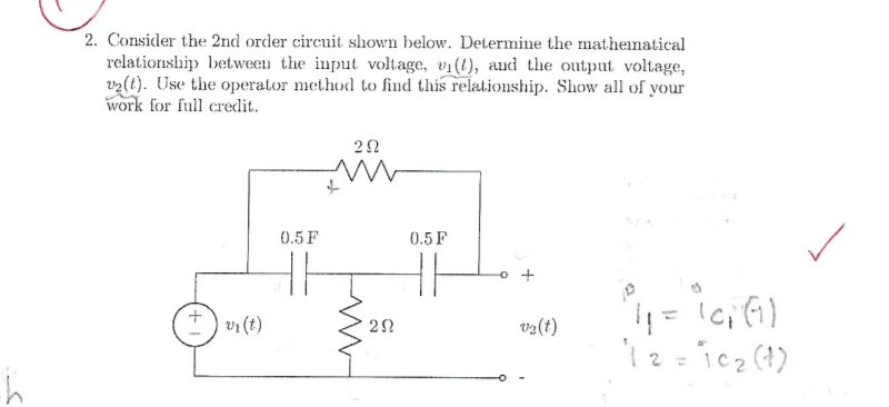 Solved Consider the 2nd order circuit shown below. Determine | Chegg.com