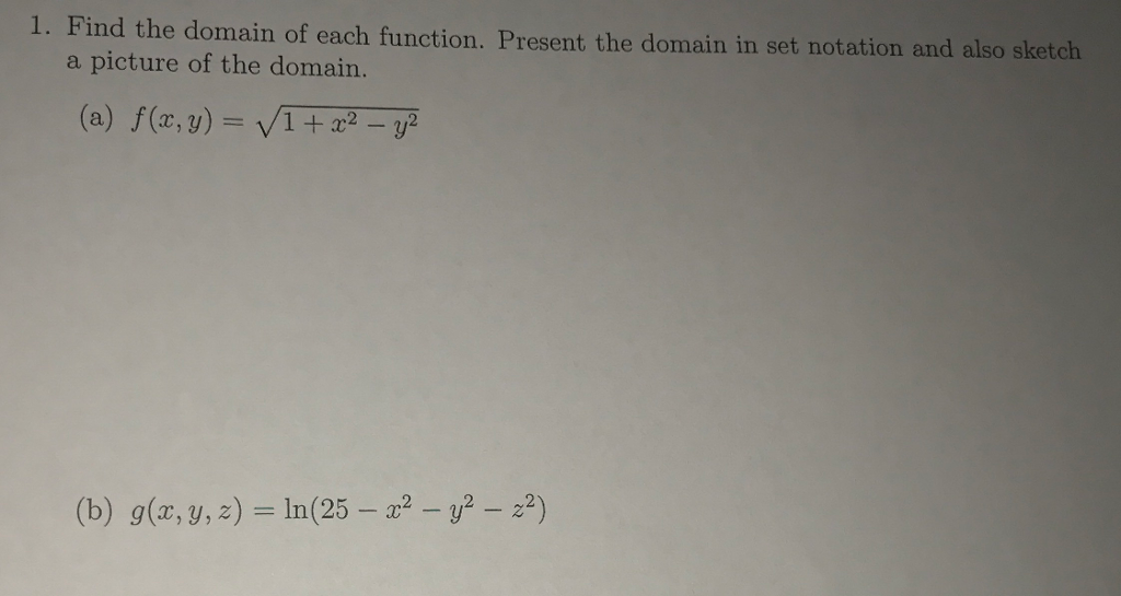 Solved 1. Find the domain of each function. Present the | Chegg.com