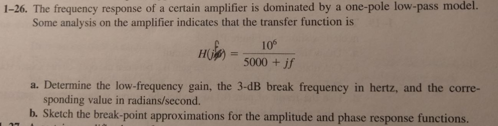 Solved The frequency response of a certain amplifier is | Chegg.com