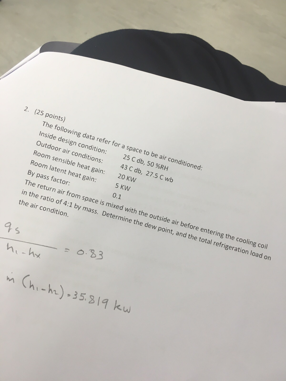 Solved The following data refer for a space to be air | Chegg.com