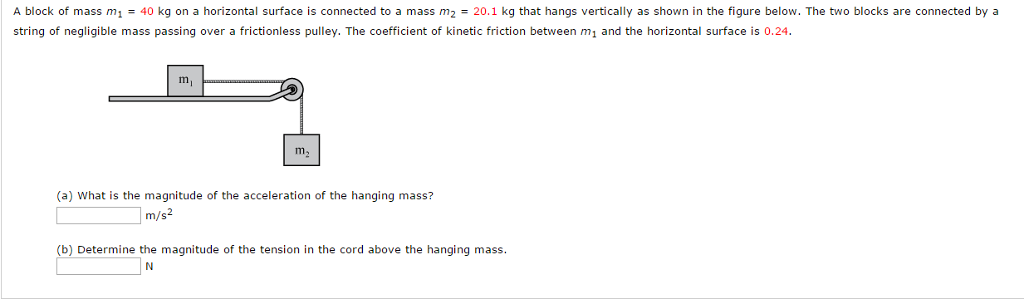 Solved A block of mass m_1 = 40 kg on a horizontal surface | Chegg.com