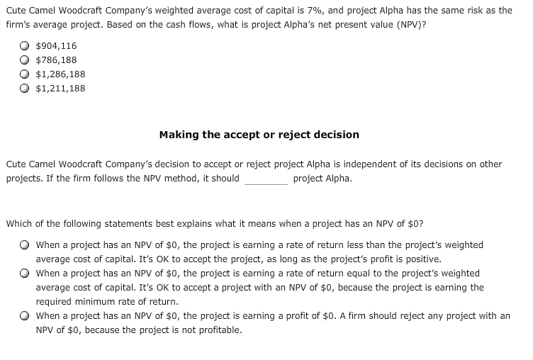 Solved 2. Net present value (NPV) Aa Aa The capital | Chegg.com