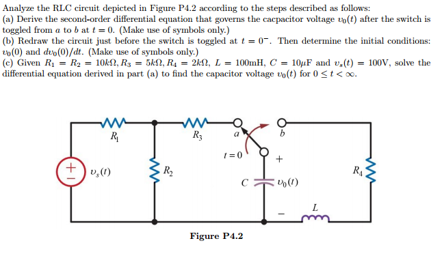 Solved Analyze the RLC circuit depicted in Figure P4.2 | Chegg.com