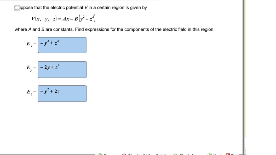 Solved That The Electric Potential V In A Certain Region