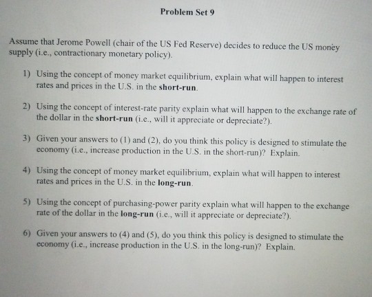 Solved Problem Set 9 Assume that Jerome Powell (chair of th