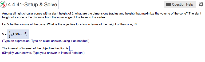 Solved: 4.4.41-Setup & Solve Question Help Among All Right... | Chegg.com A Right Cone Has A Slant Height Of 6