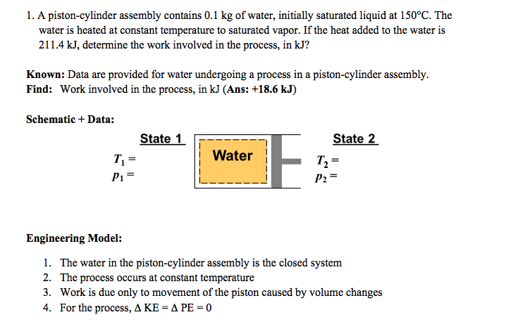 A Piston-cylinder Assembly Contains 0.1 Kg Of Water, | Chegg.com