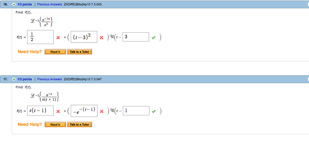 Solved Find F(t). - 1{e^-3s/s^3} Find F(t). - 1{e^-s/s(s | Chegg.com