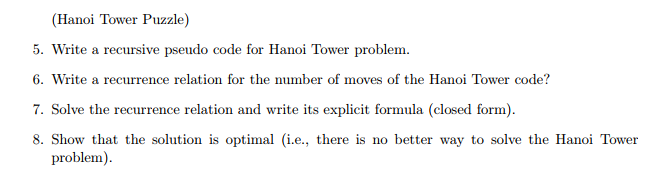 solve the formula of hanoi towers