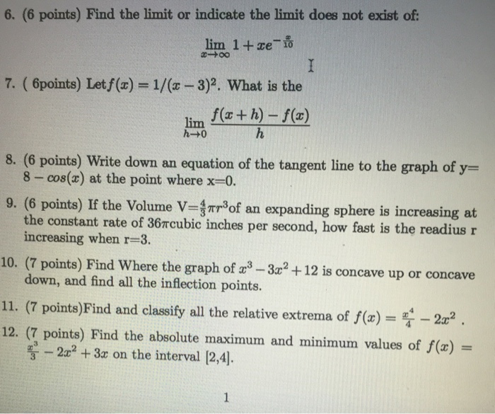 Solved Find The Limit Or Indicate The Limit Does Not Exist Chegg