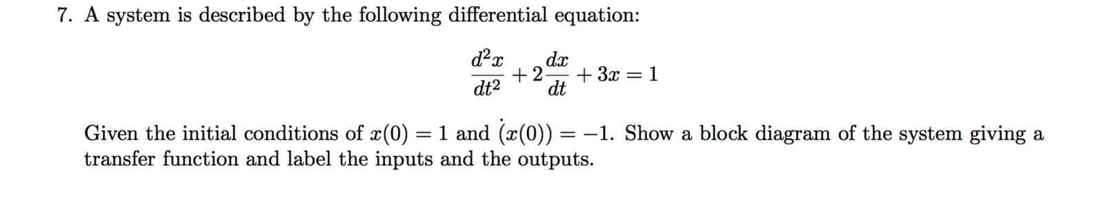 Solved A system is described by the following differential | Chegg.com