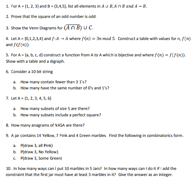 Solved For A = {1, 2, 3} And B = {3, 4, 5}, List All | Chegg.com