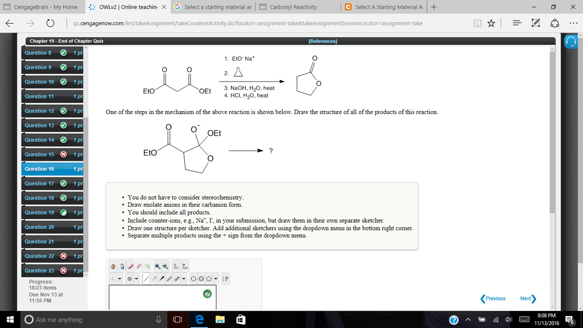 Solved One of the steps in the mechanism of the above | Chegg.com