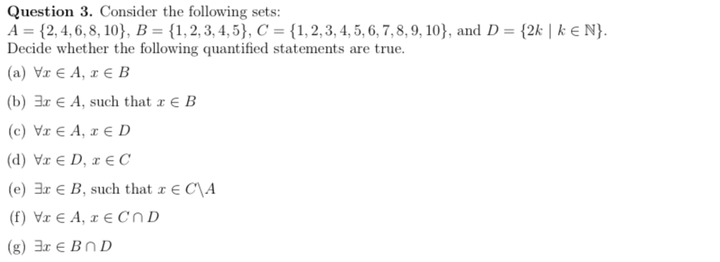 Solved Question 2. Consider the following sets: A = { 2, 7, | Chegg.com