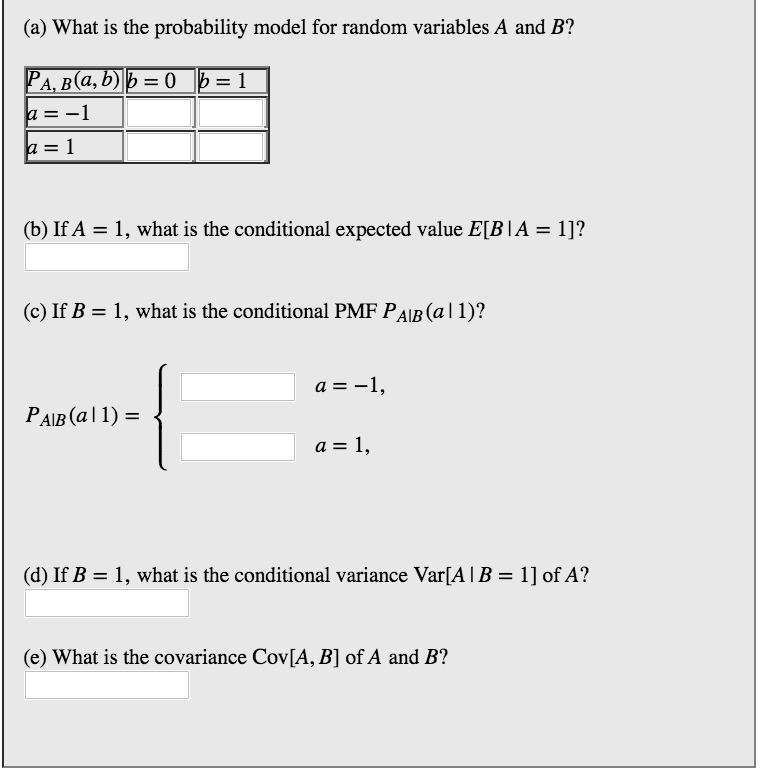 Solved The Probability Model For The Random Variable A Is | Chegg.com