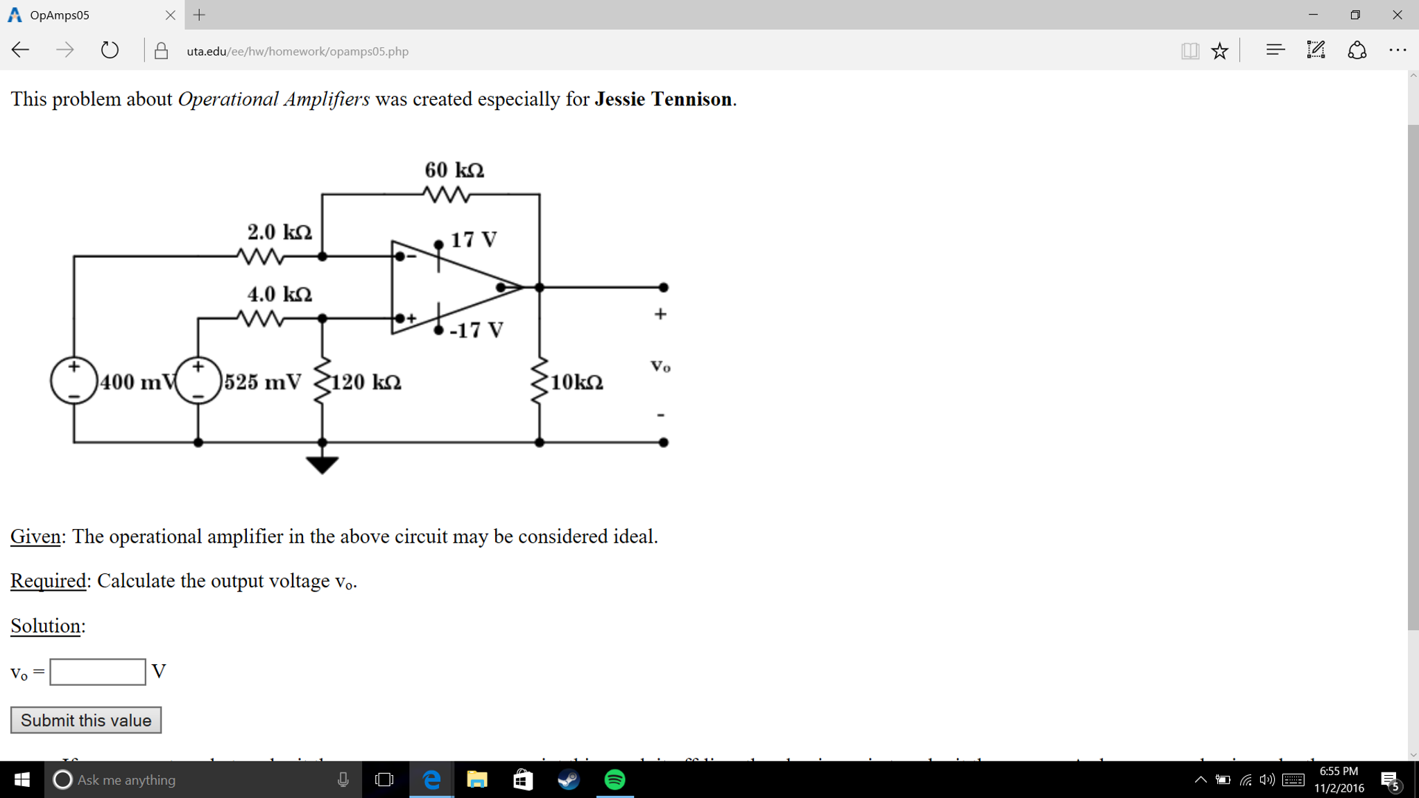 Solved This Problem About Operational Amplifiers Was Created | Chegg.com