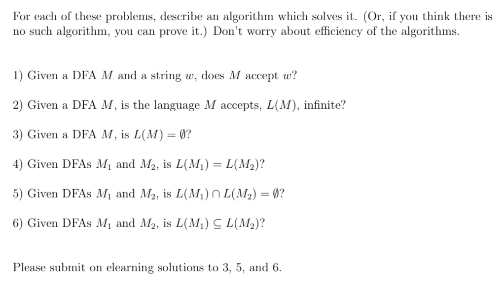 Solved For each of these problems, describe an algorithm | Chegg.com