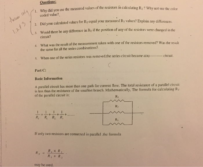 Solved Why did you use the measured values of the resistors