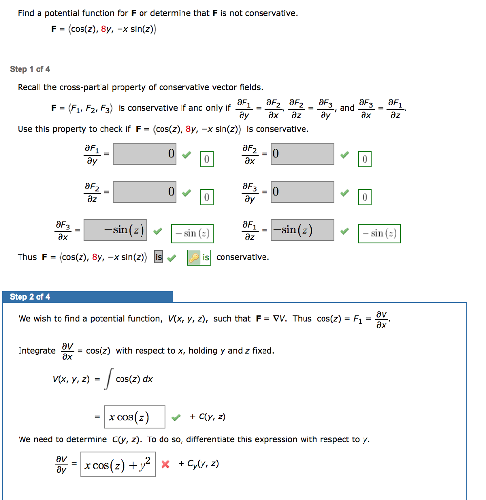 Solved Find a potential function for F or determine that F | Chegg.com