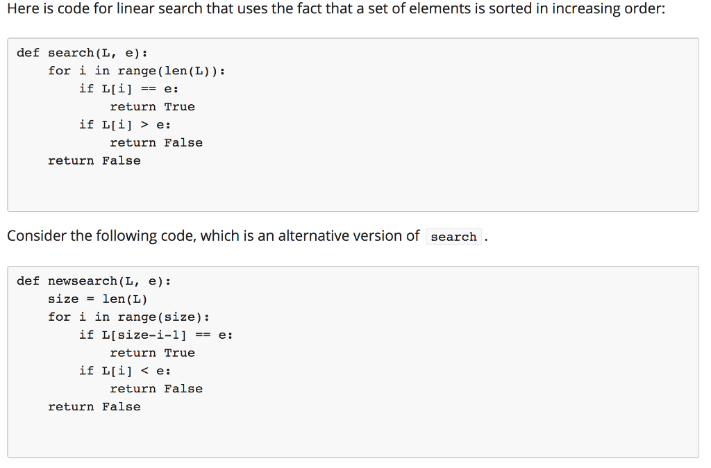 Solved Here is code for linear search that uses the fact | Chegg.com