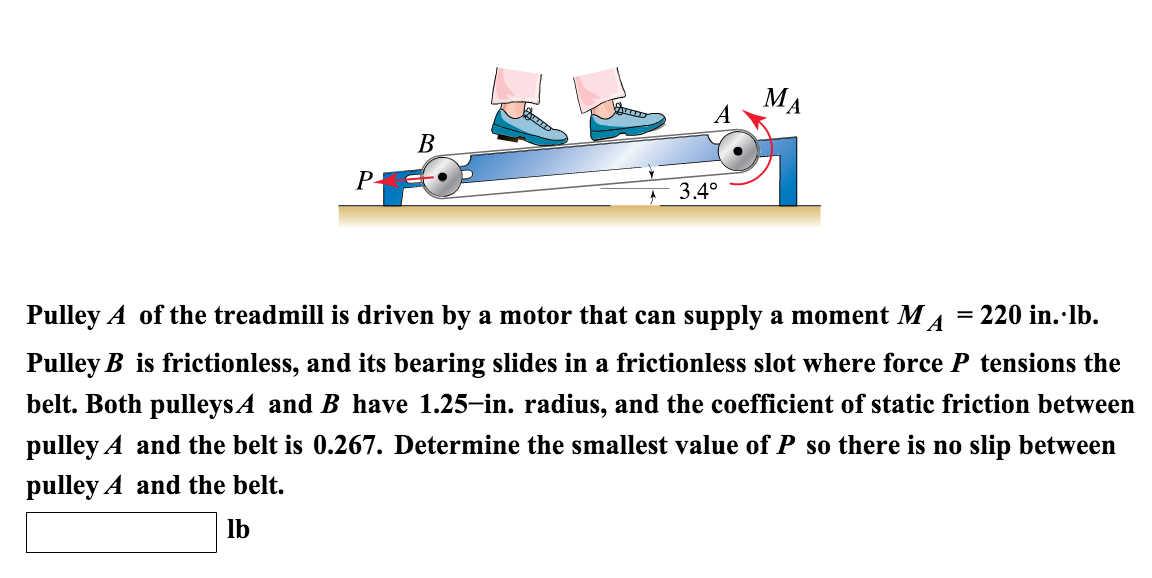 Solved Pulley A of the treadmill is driven by a motor that