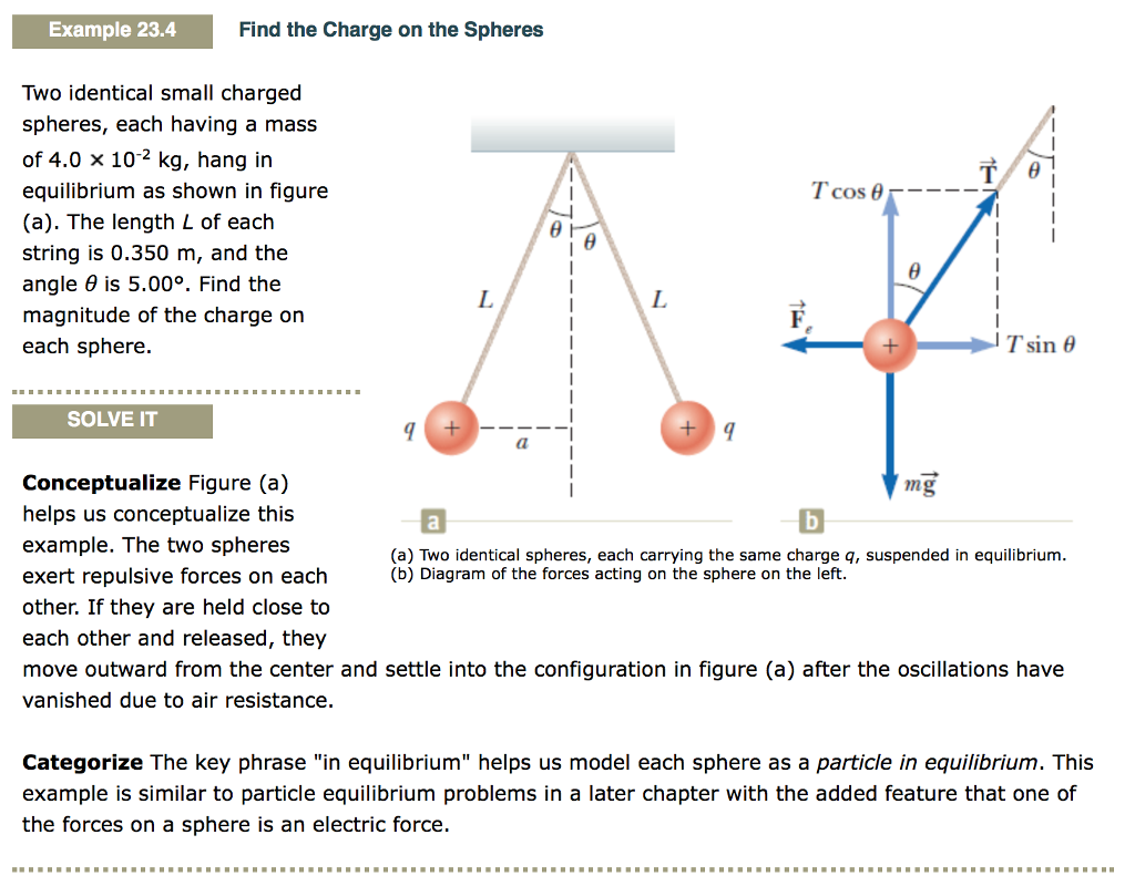 Solved Example 23.4 Find The Charge On The Spheres Two | Chegg.com