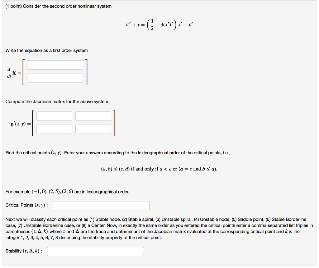 Solved write the equation of the first order system | Chegg.com