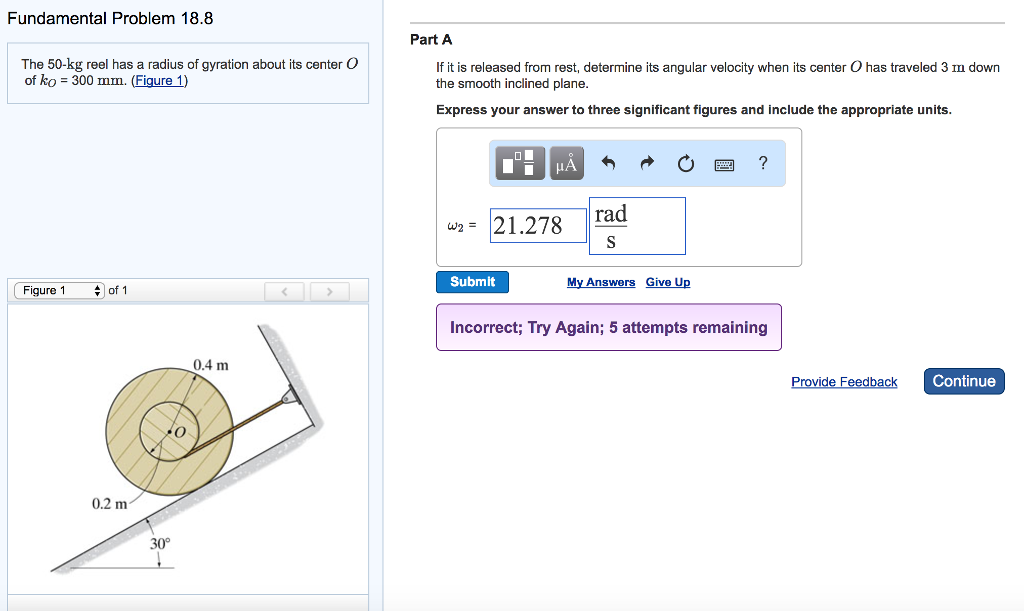 Solved The 50-kg reel has a radius of gyration about its | Chegg.com