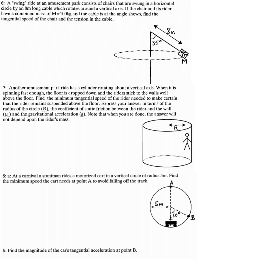 Solved A "swing" ride at an amusement park consists of
