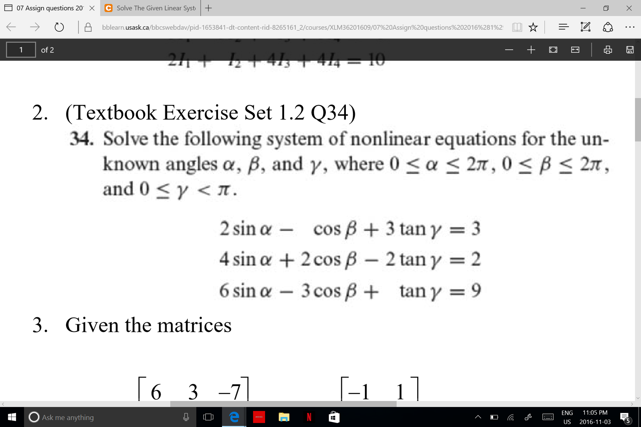 what is an example of a non linear equation