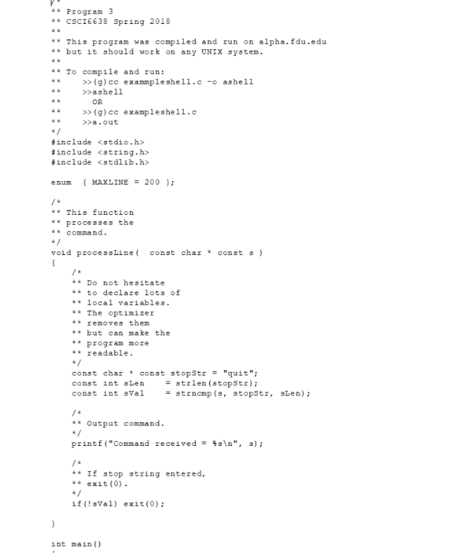 Solved Csci6638 Programming Assignment 3 Spring 2018 E Shell 