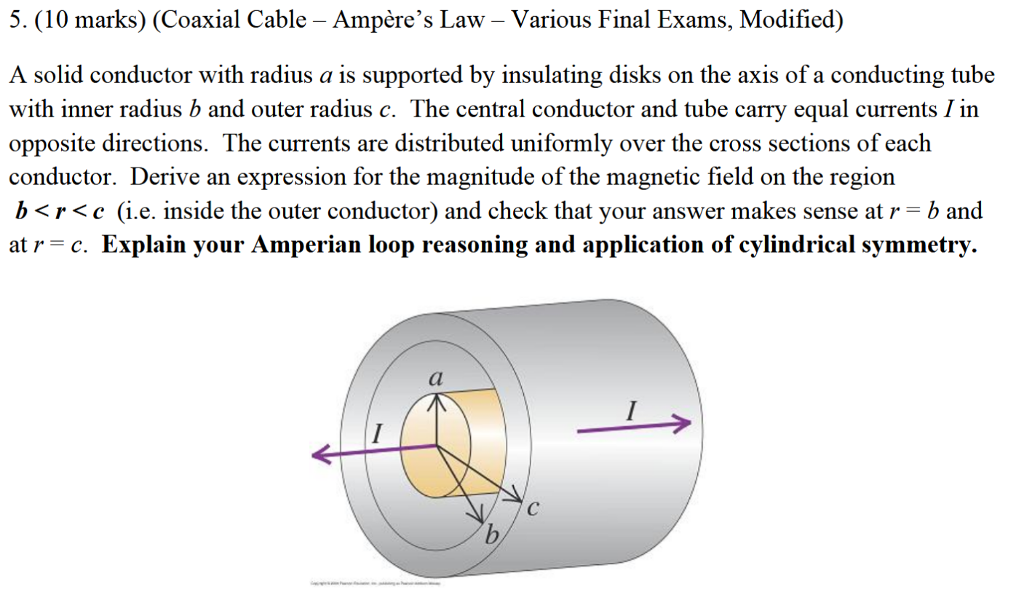 Solved 5. (10 Marks) (Coaxial Cable Ampère's Law Various...