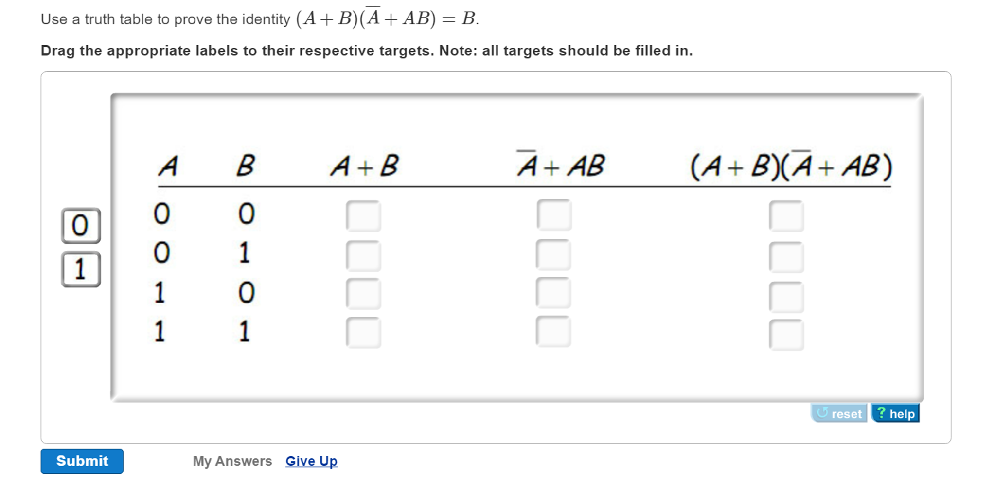 Solved Use A Truth Table To Prove The Identity (A + B)(A + | Chegg.com