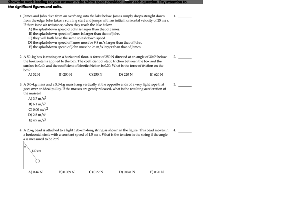 Solved The significant figures and units. James and John | Chegg.com