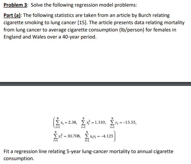 Solved Problem 3: Solve the following regression model | Chegg.com