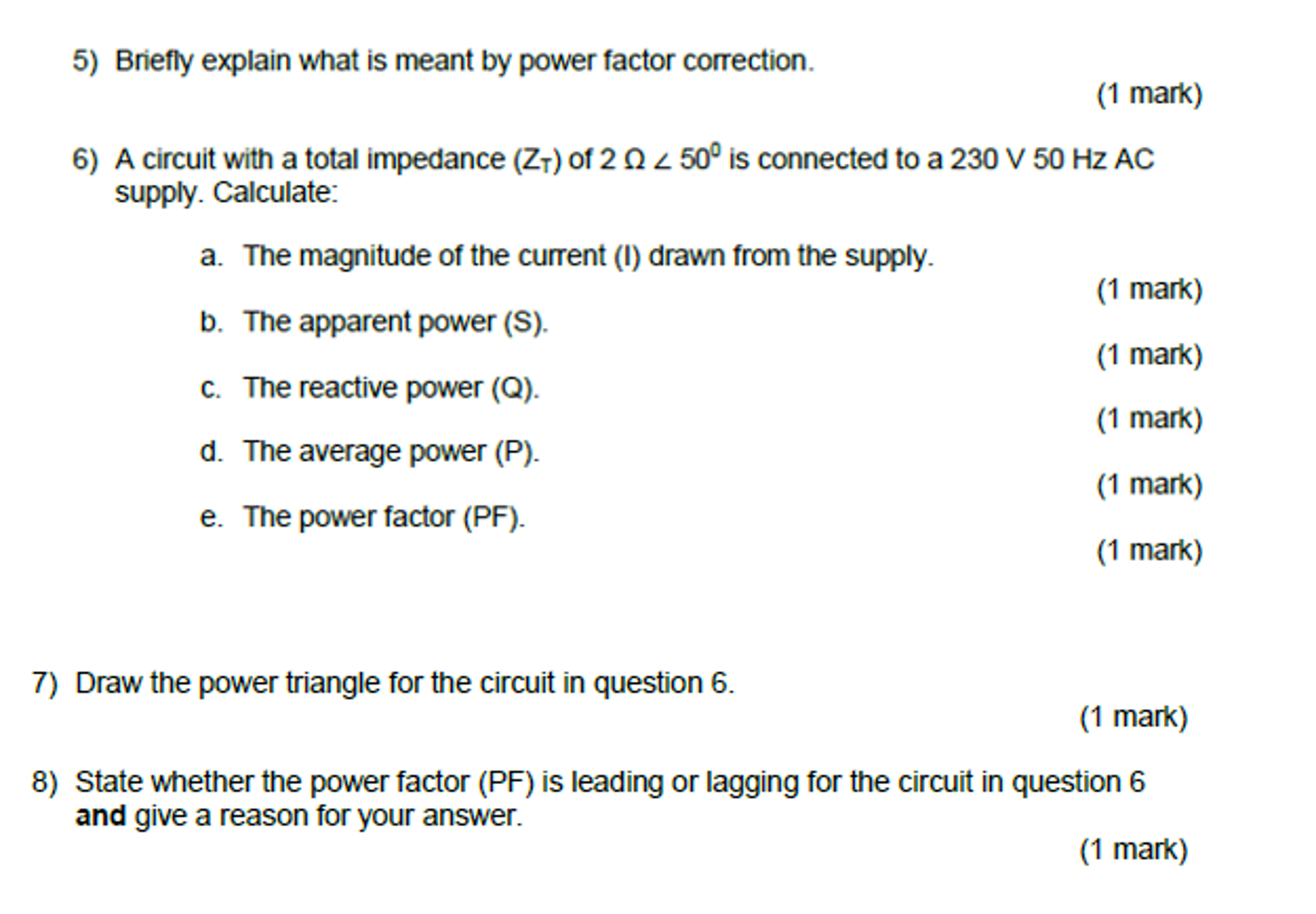Solved Briefly explain what is meant by power factor