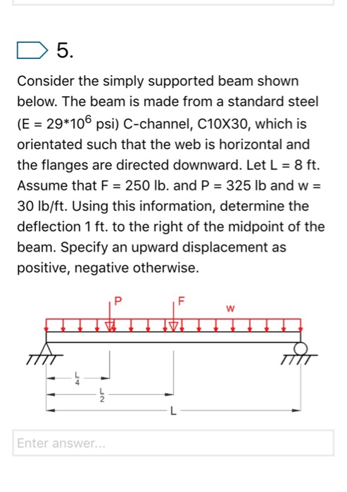 Solved 5. Consider The Simply Supported Beam Shown Below. | Chegg.com