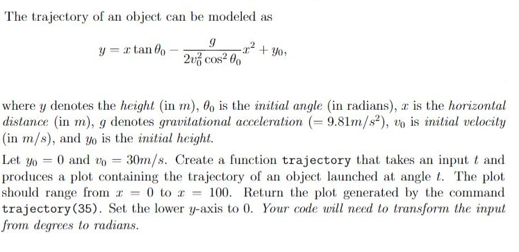 Solved The trajectory of an object can be modeled as 2230 | Chegg.com