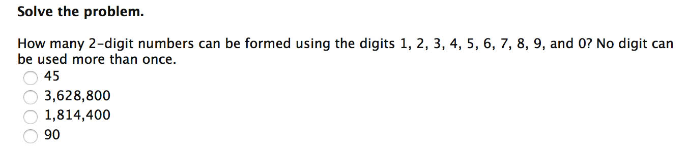 Solved Solve the problem. How many 2-digit numbers can be | Chegg.com