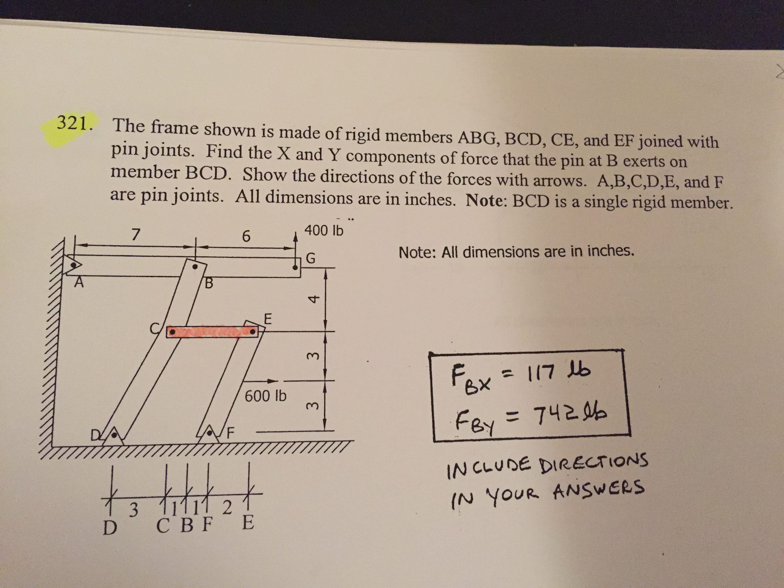Solved The frame shown is made of rigid members ABG, BCD, | Chegg.com