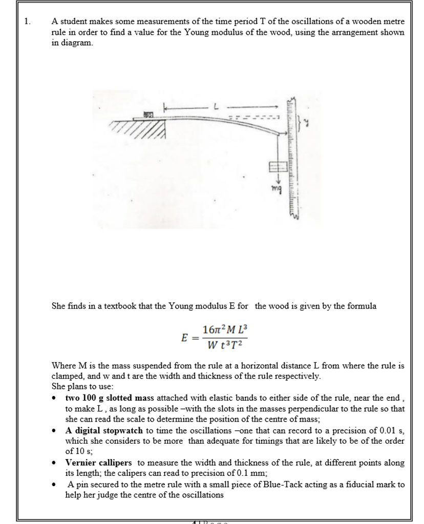 A student makes some measurements of the time period