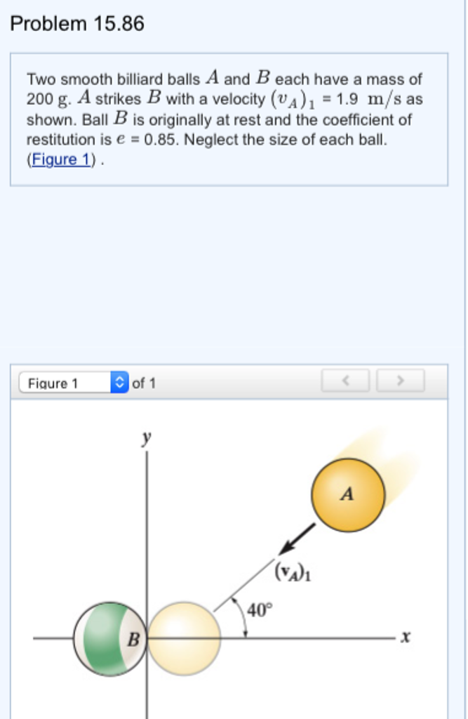 Solved Problem 15.86 Two smooth billiard balls A and B each