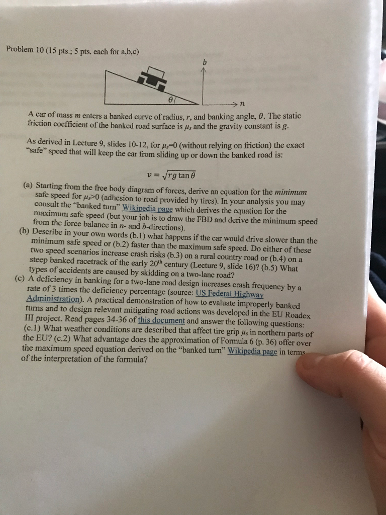 Solved Problem 10 (15 pts,; 5 pts. each for a,b,c) →n A car | Chegg.com