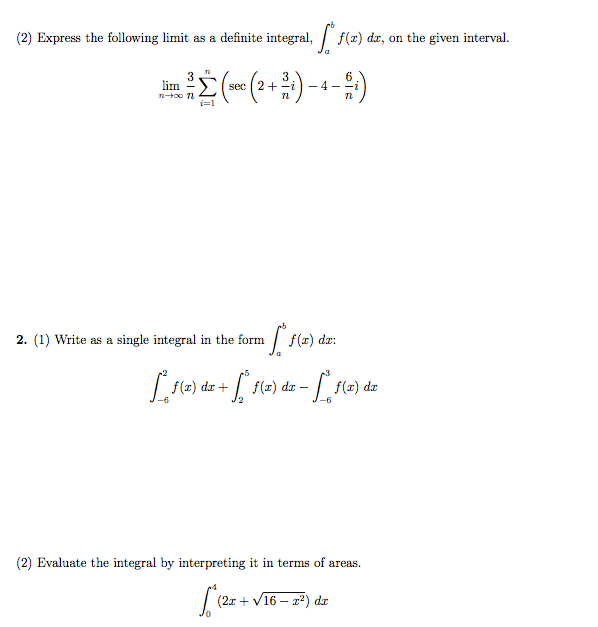 Solved Express The Following Limit As A Definite Integral, | Chegg.com